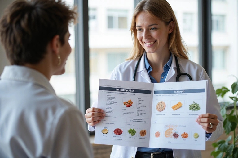 Professionista della nutrizione che spiega un piano alimentare personalizzato a un cliente